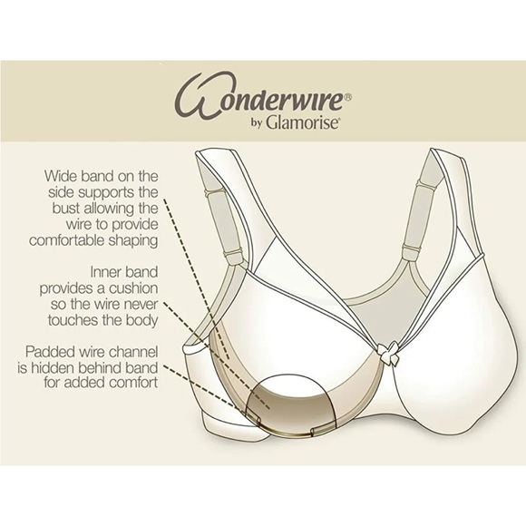 GLAMORISE Full Figure Plus Size 40DD WonderWire Front-Closure Bra Underwire NWT - Picture 4 of 5